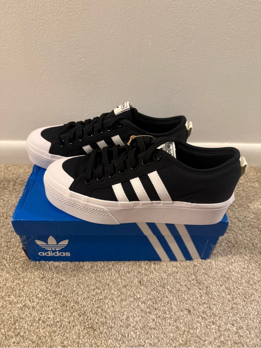adidas Black & White Low-Top Platform Sneakers